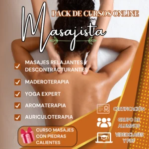 Combo 5 Cursos de Masajista + Curso de Regalo Masajes con Piedras
